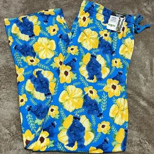NWT Sesame Street Men’s Cookie Monster Hawaiian Print Sleep Pants Size L